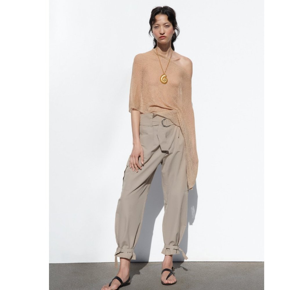 NWT Zara BLOGGERS FAVE Beige Cargo Pants L
